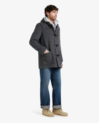 Men's Morris Mid-Length Duffle Coat Grey Black Watch by Gloverall