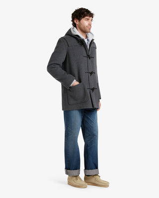 Men's Morris Mid-Length Duffle Coat Grey Black Watch by Gloverall