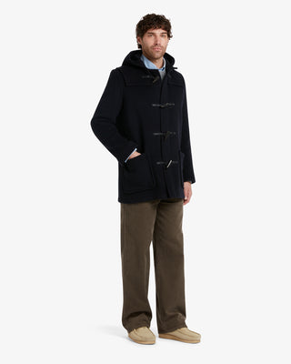 Men's Morris Mid-Length Duffle Coat Navy Black Watch by Gloverall