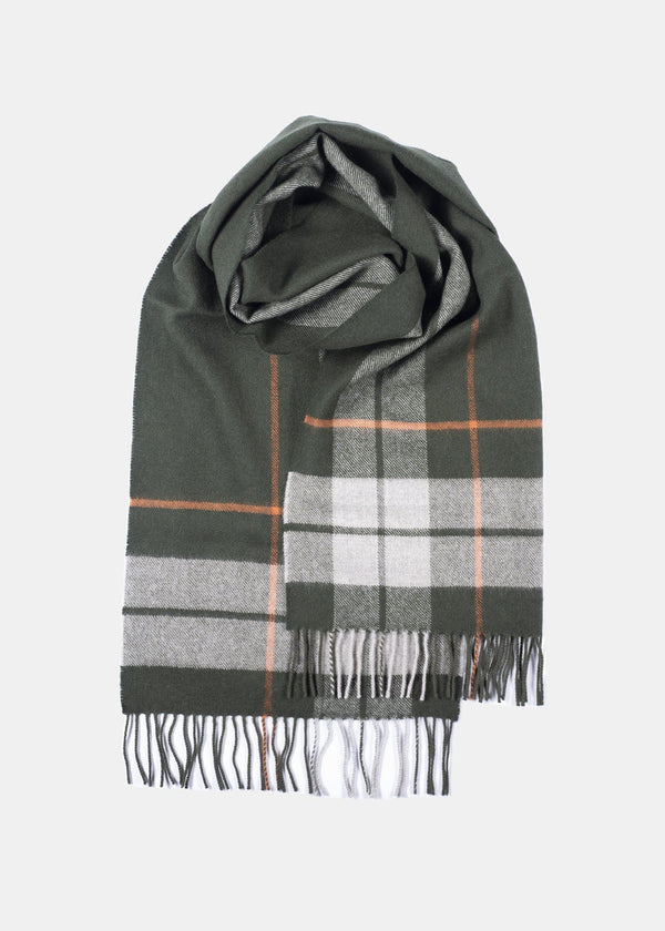 Oversized Lambswool Scarf Olive Check