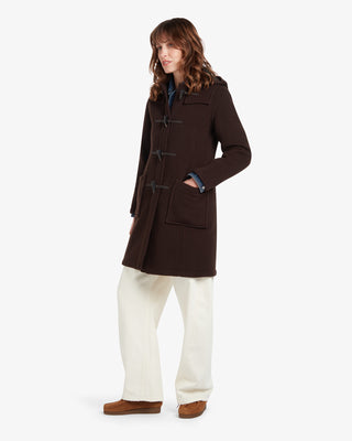 Women's Freda Long Slim Fit Duffle Coat Brown MacDuff Hunting by Gloverall