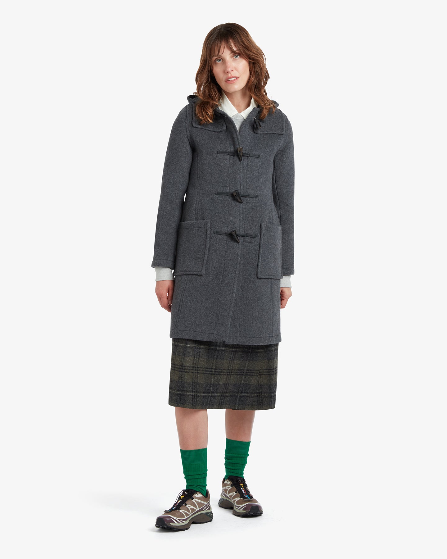Freda Long Slim Fit Duffle Coat Grey Watch