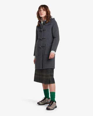Women's Freda Long Slim Fit Duffle Coat Grey Black Watch by Gloverall