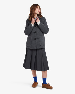 Women's Freda Short Slim Fit Duffle Coat Grey Black Watch by Gloverall