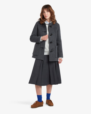 Women's Freda Short Slim Fit Duffle Coat Grey Black Watch by Gloverall