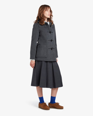 Women's Freda Short Slim Fit Duffle Coat Grey Black Watch by Gloverall