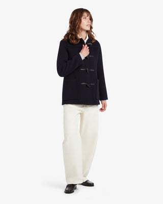 Women's Freda Short Slim Fit Duffle Coat Navy Black Watch by Gloverall