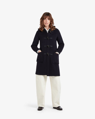 長いスリムフィットのダッフルコートネイビードレスゴードン