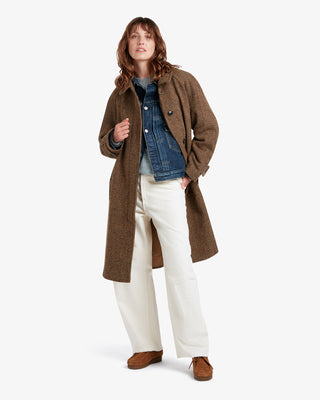 Women's Selvon Harris Tweed Overcoat in Brown Puppystooth by Gloverall