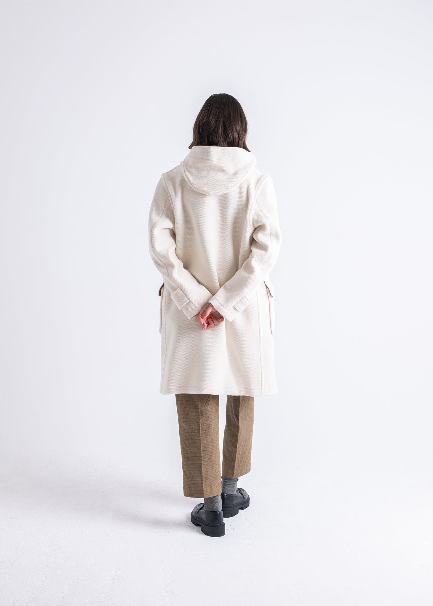 Women's Alison Herringbone Duffle Coat White - Gloverall – Gloverall