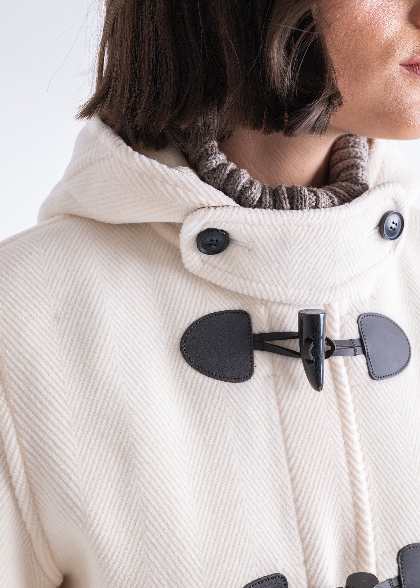 Women's Alison Herringbone Duffle Coat White - Gloverall – Gloverall