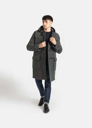 Morris Herringbone Duffle Coat Grey Gloverall