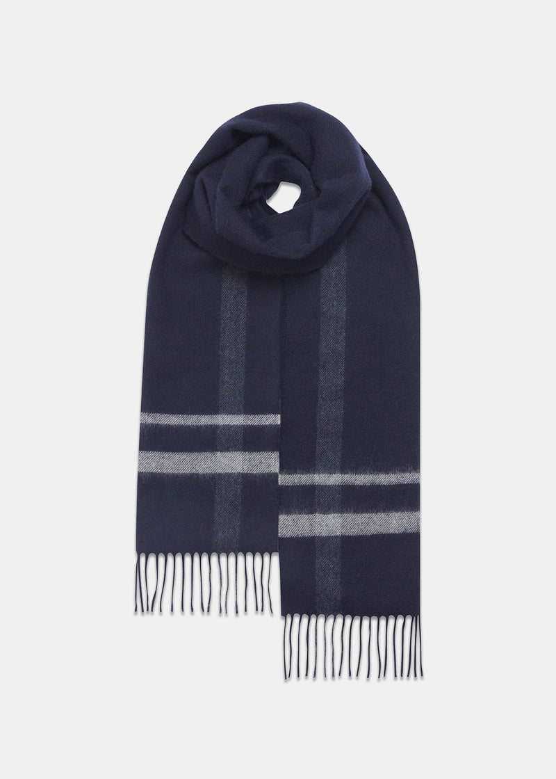 Oversized Lambswool Scarf Navy/Silver